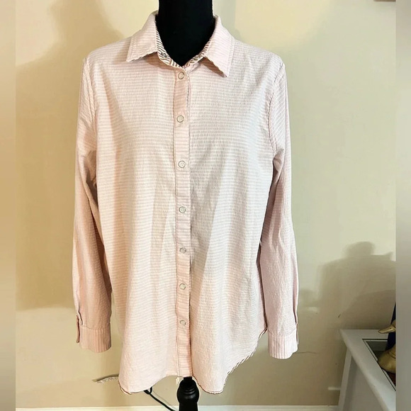 Lands’ End Women's Reversible Boyfriend Fit Long Sleeve Tunic Top - Picture 3 of 7